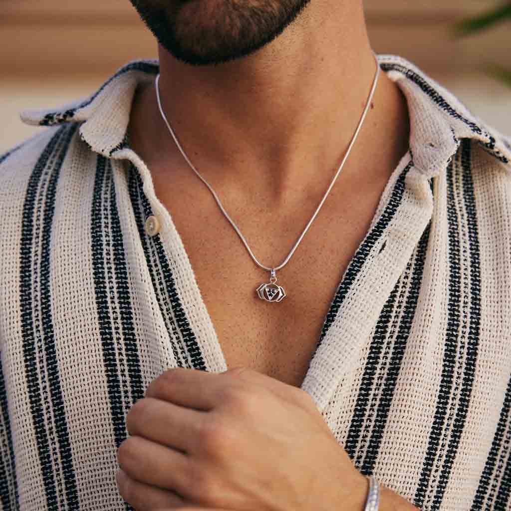 Men's Third Eye Chakra Necklace Snake Chain