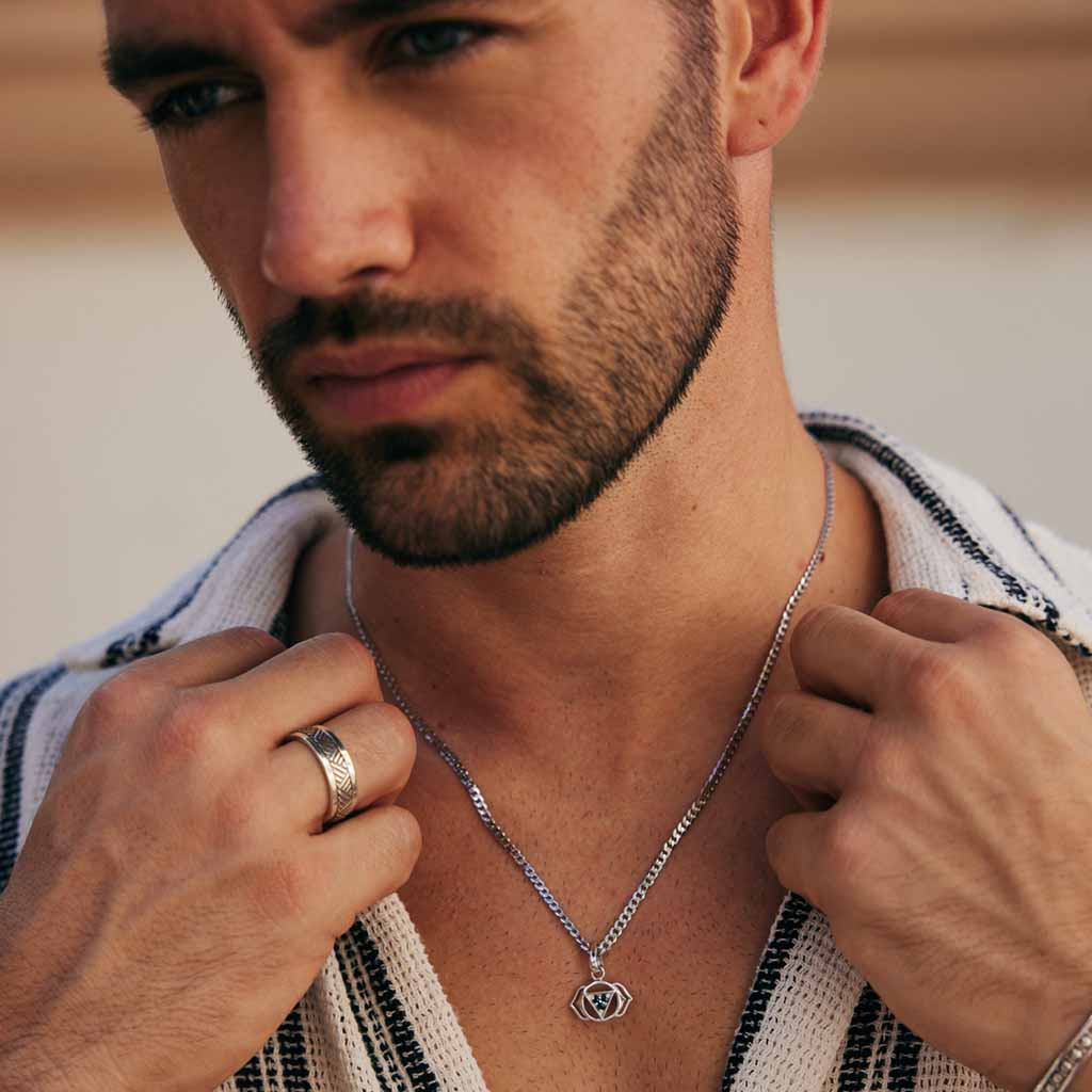 Men's Third Eye Chakra Necklace Cuban Chain