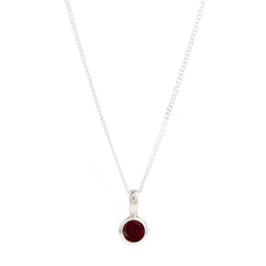 Garnet January Birthstone Necklace Silver