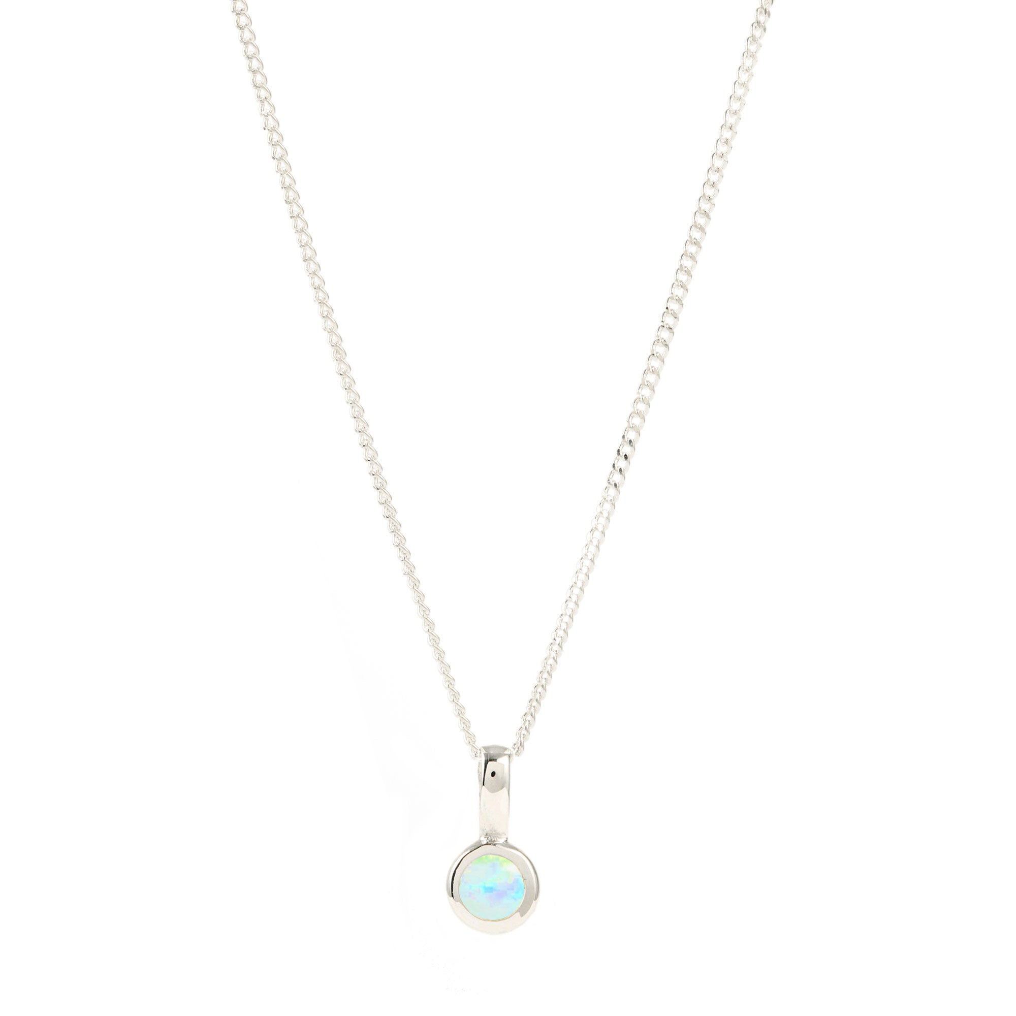 October Birthstone Charm Necklace Opal