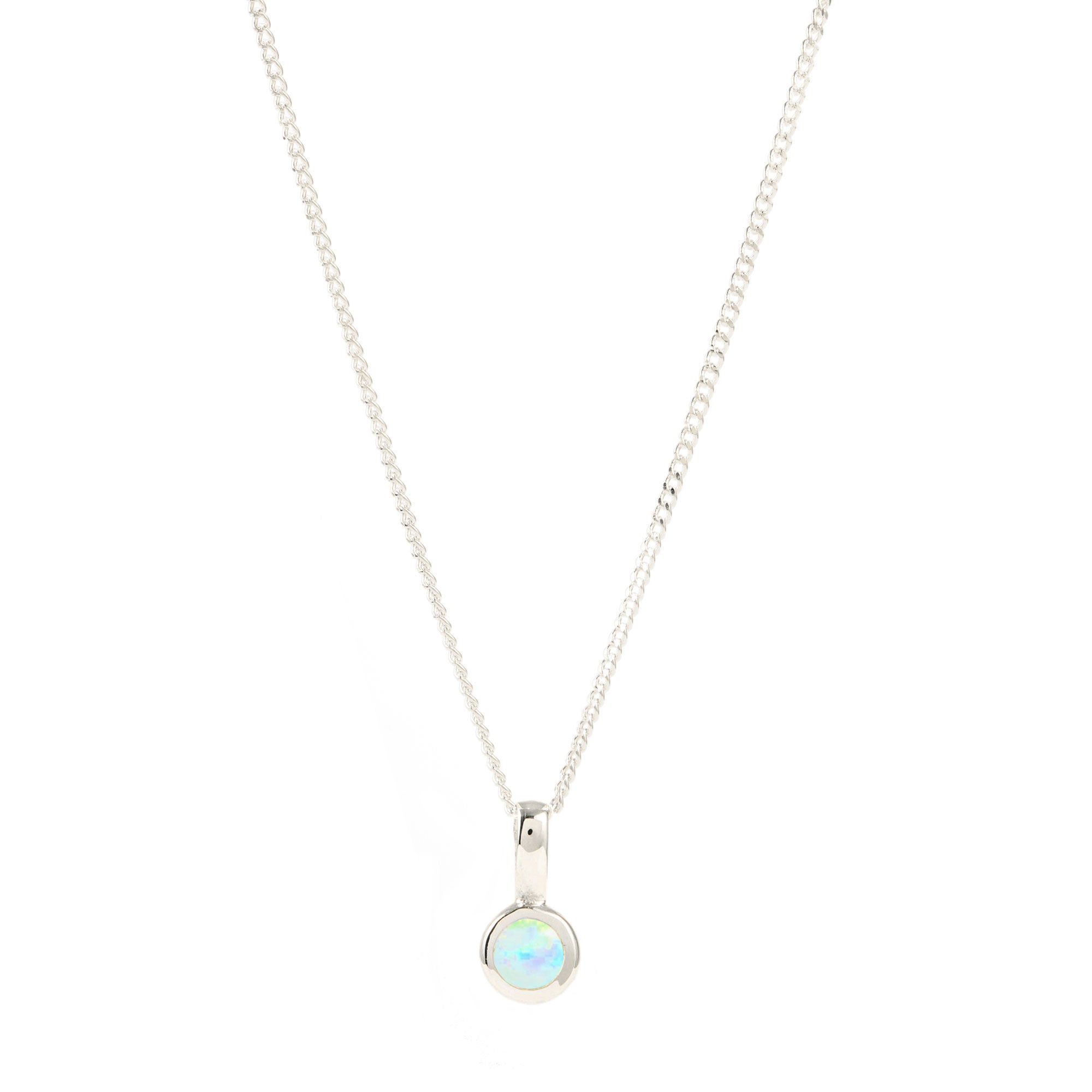 Opal October Birthstone Necklace Silver