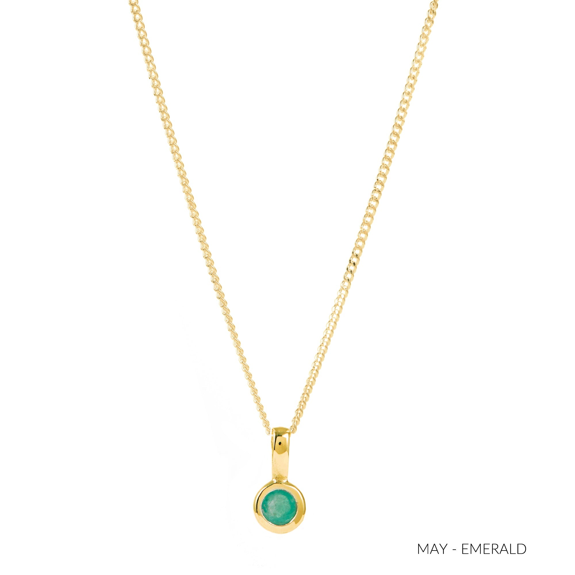 May Birthstone Emerald Charm Necklace