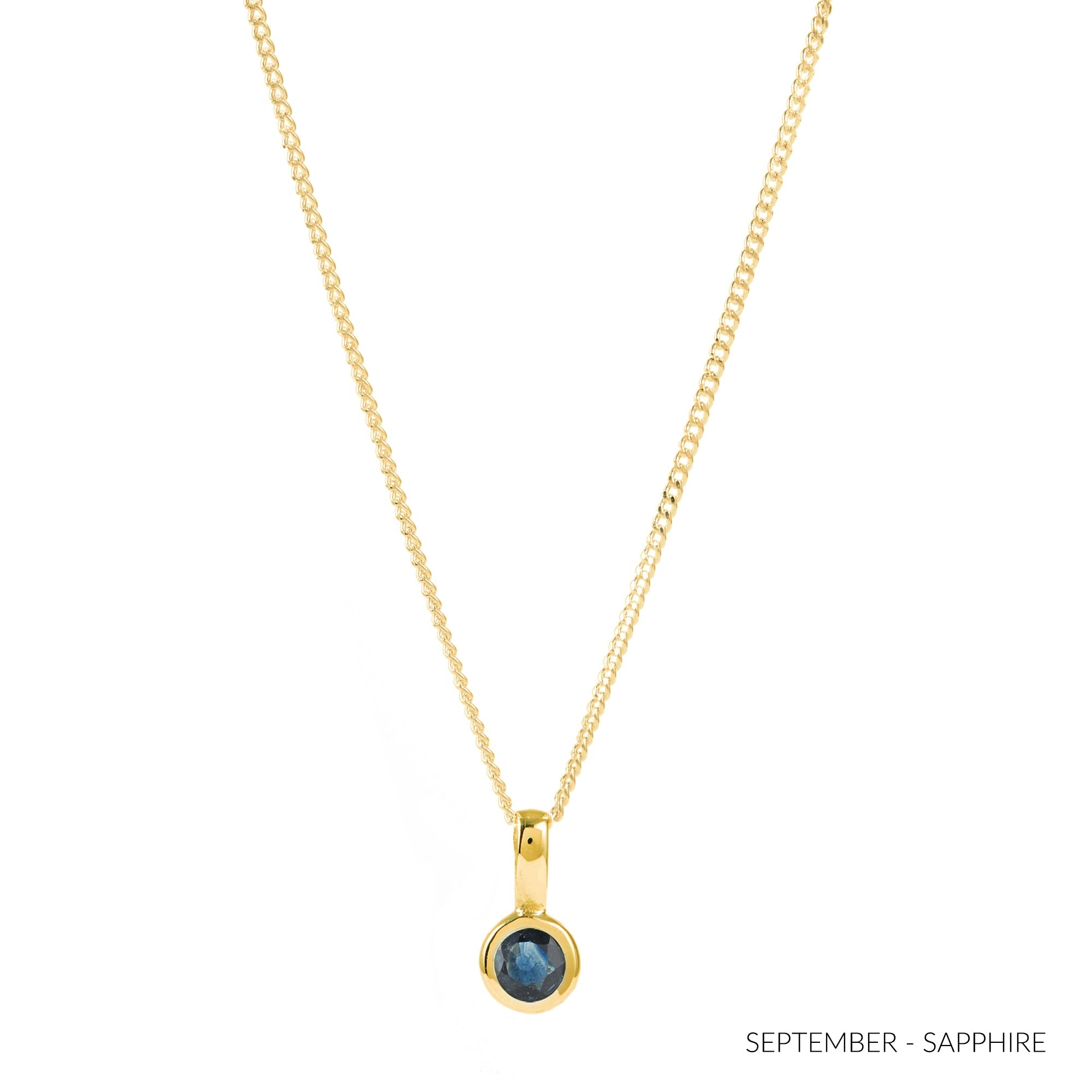September Birthstone Sapphire Charm Necklace