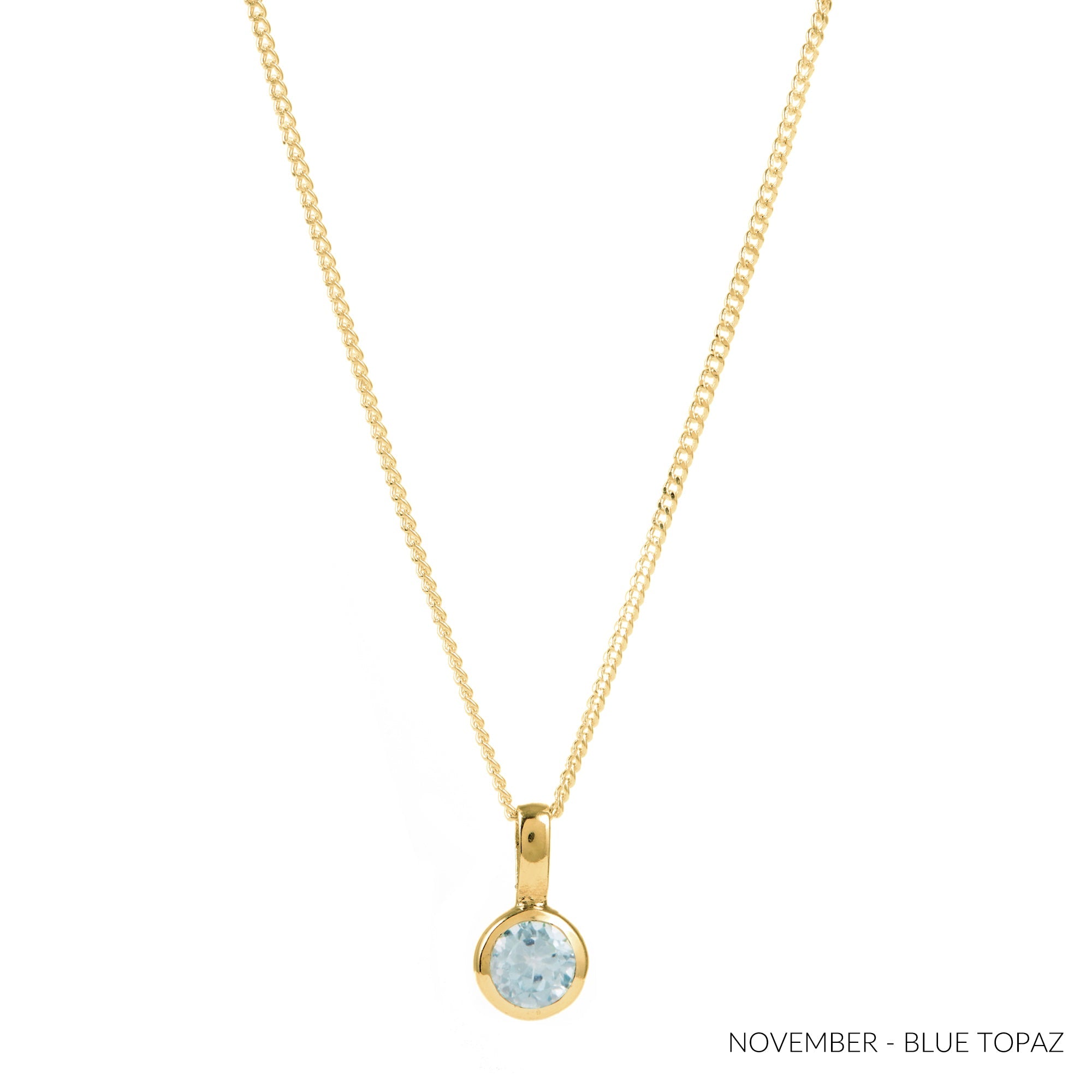 November Birthstone Blue Topaz Charm Necklace