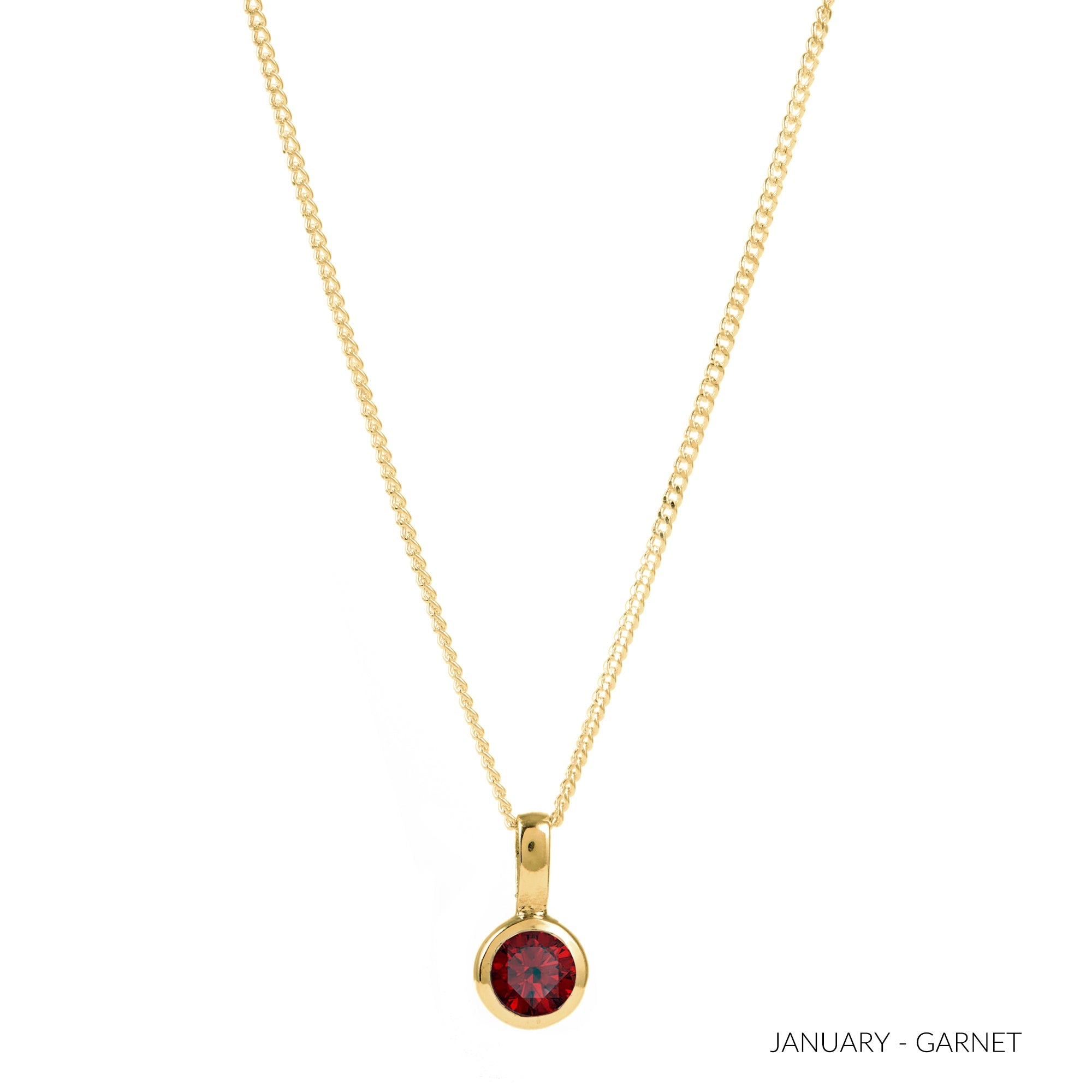 January Birthstone Garnet Charm Necklace