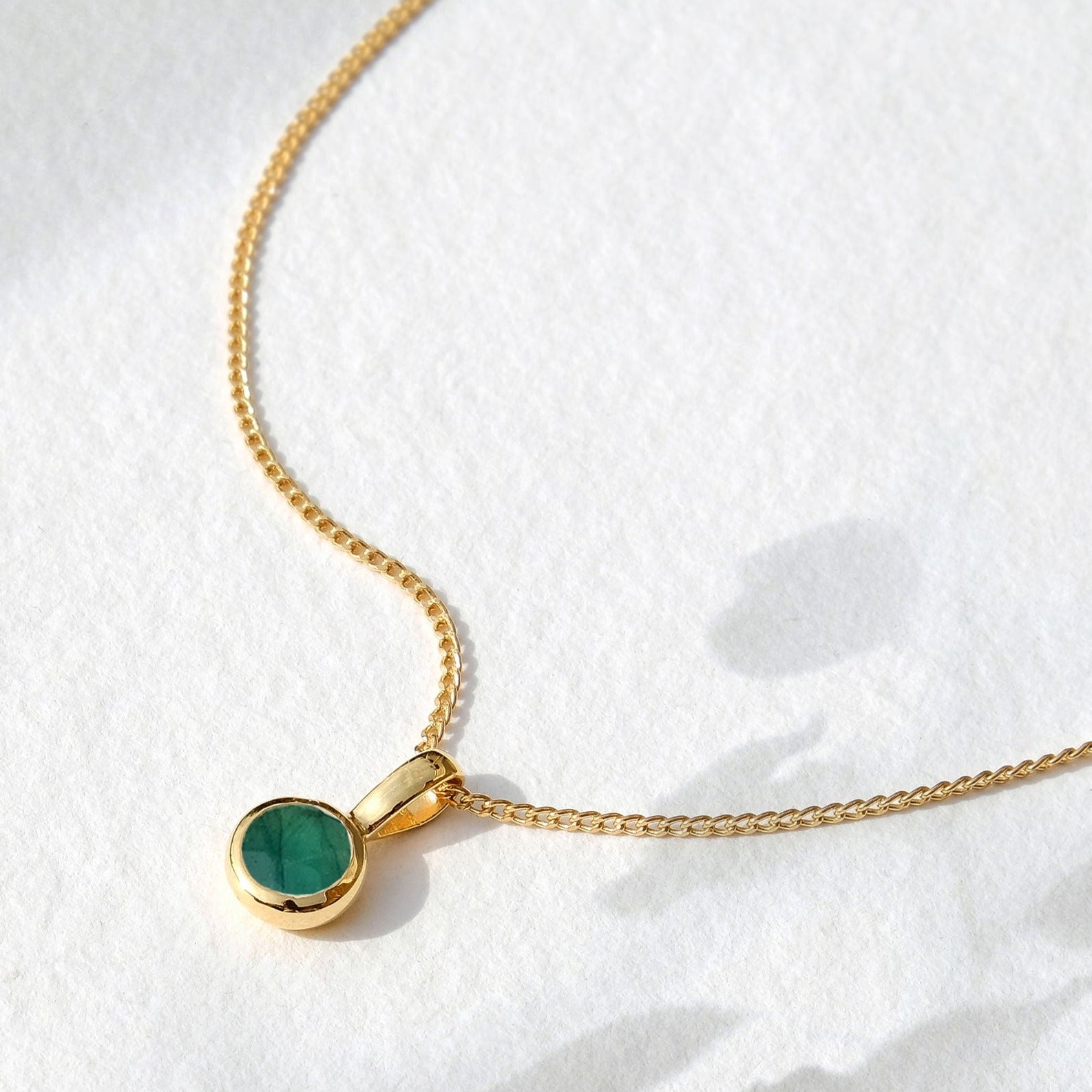 Emerald May Birthstone Necklace Gold