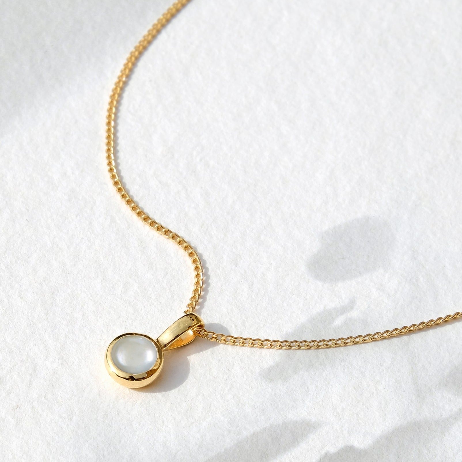 Pearl June Birthstone Necklace Gold