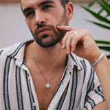 Lakshmi Hammered Disc Men's Necklace Cuban Chain