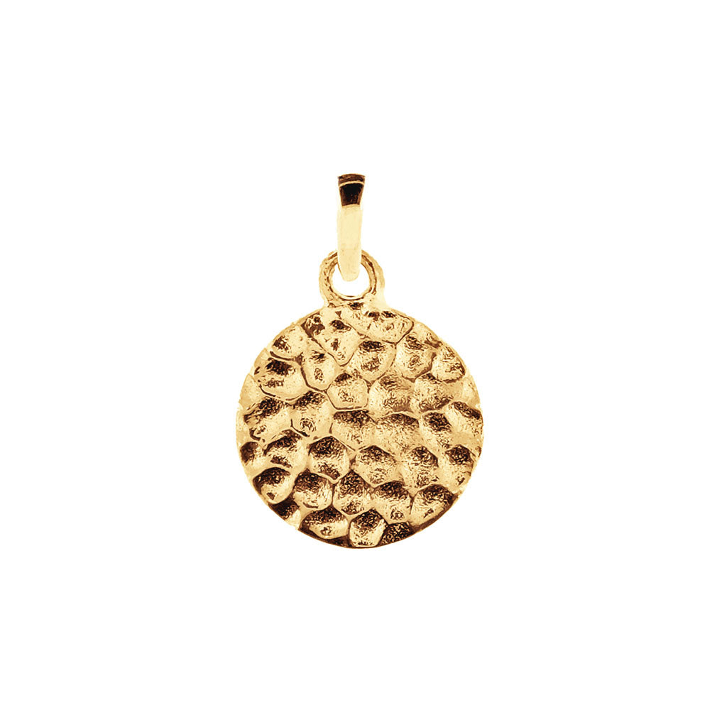 Lakshmi hammered disc pendant - gold