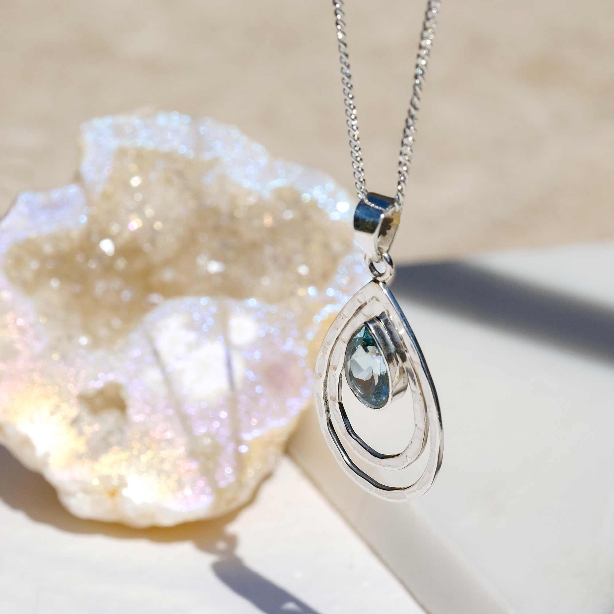 Blue Topaz Silver Infinity Necklace