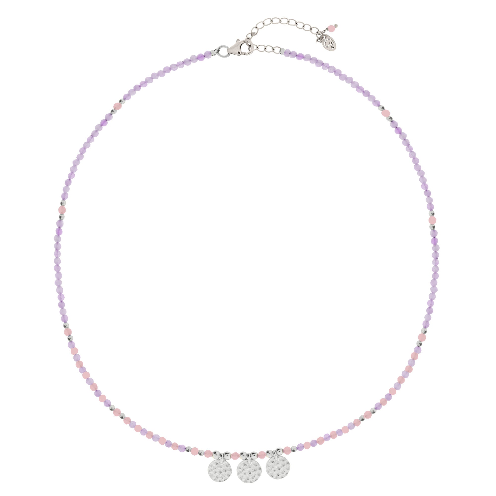 Amethyst Silver Disc Necklace