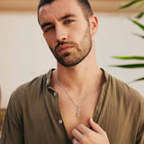 Silver Peace Necklace For Men Snake Chain