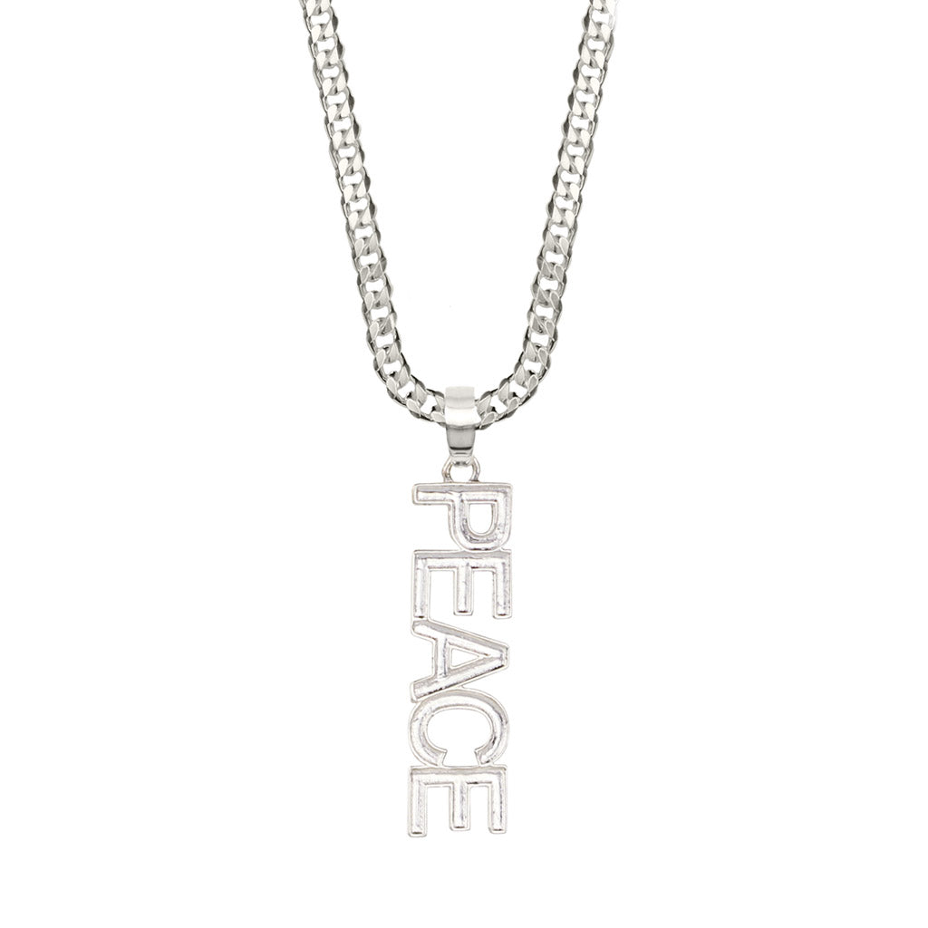 Silver Peace Necklace For Men Cuban Chain