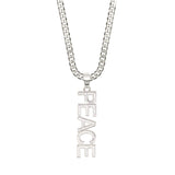 Silver Peace Necklace For Men Cuban Chain