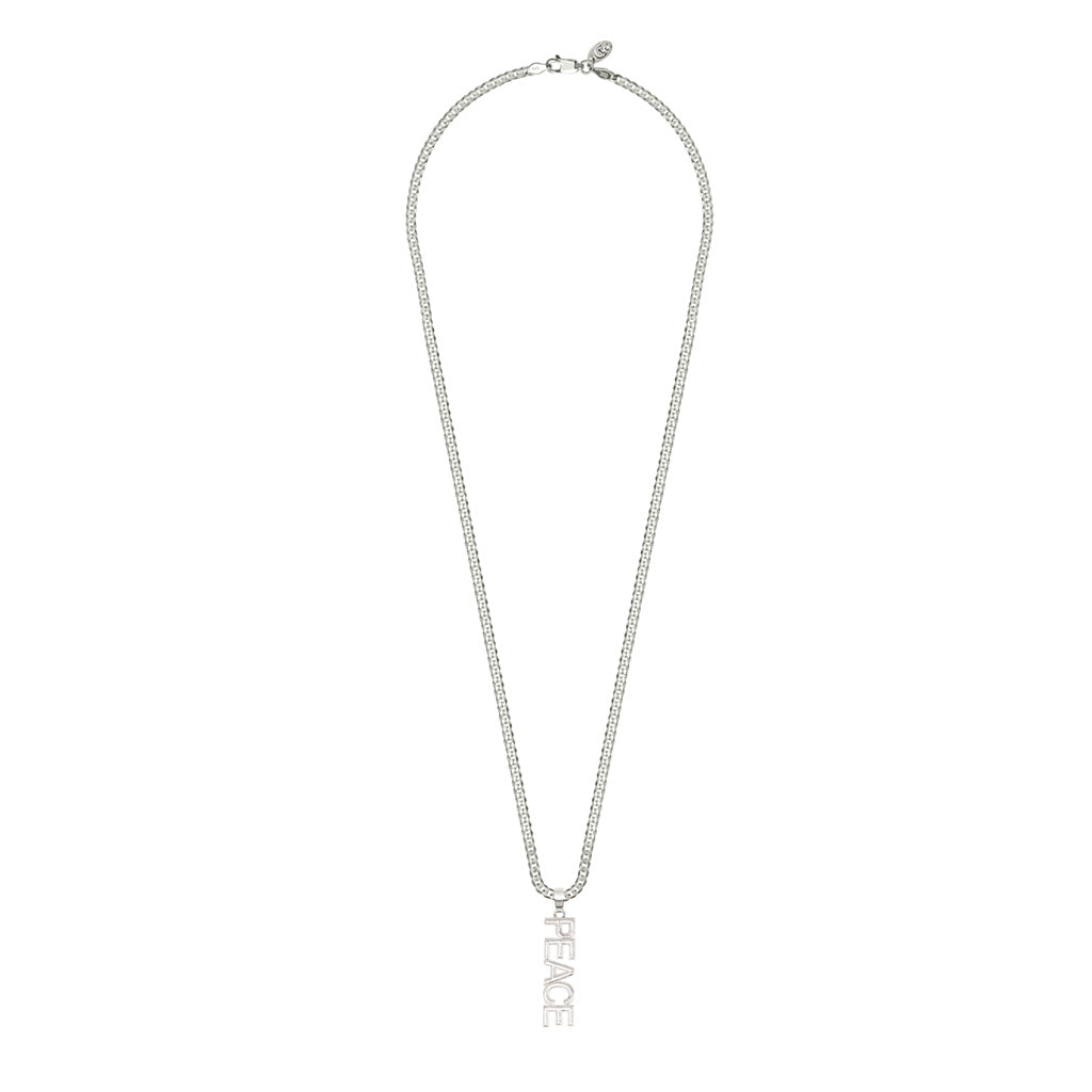 Silver Peace Necklace For Men Cuban Chain