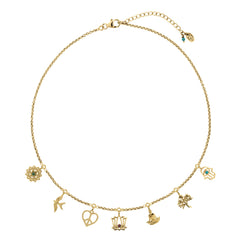 Peace, Love and Freedom Gold Charm Necklace