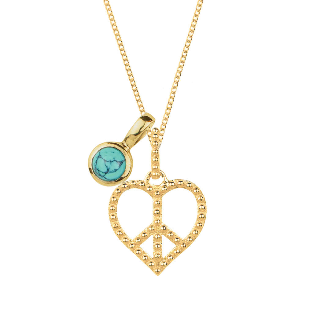 Gold Peace Heart Necklace