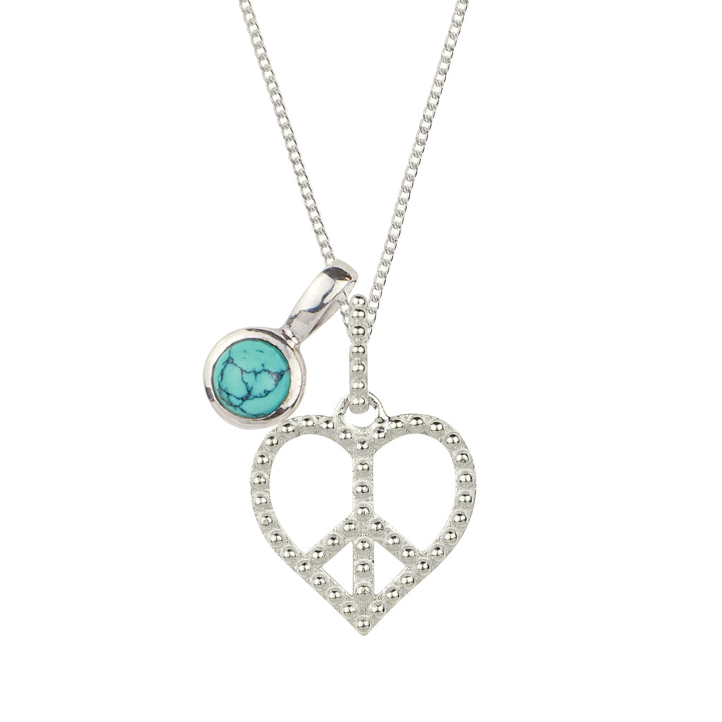 Peace Heart Silver Necklace