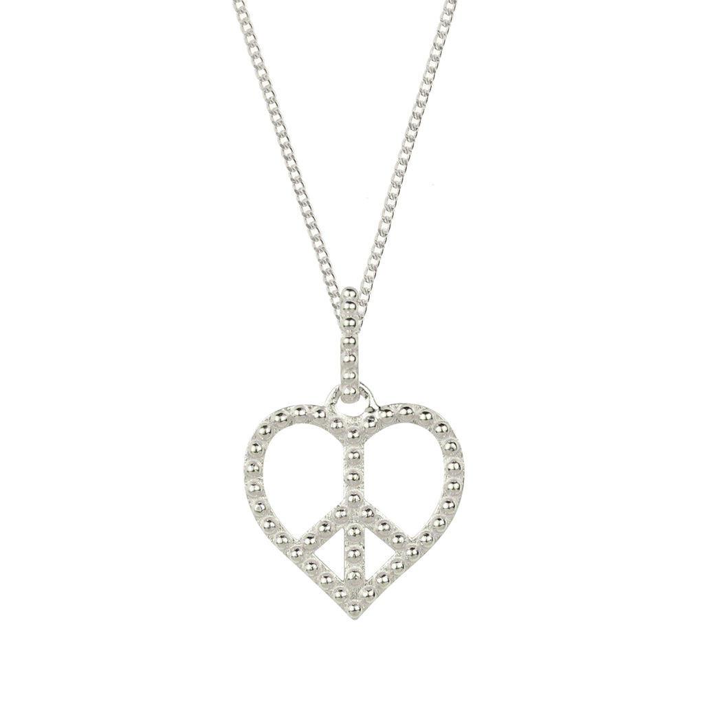 Silver Peace Heart Necklace
