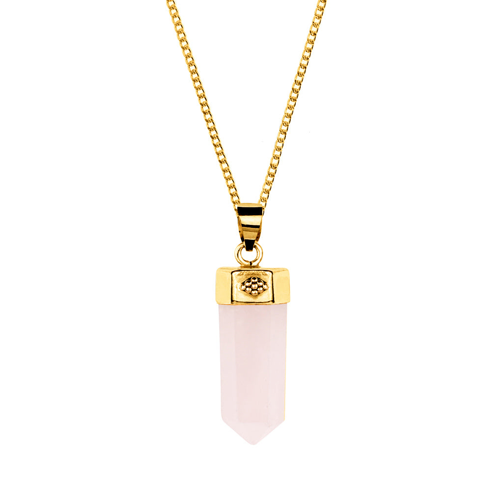 Rose Quartz Gold Bullet Necklace