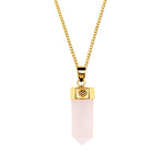Rose Quartz Gold Bullet Necklace