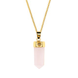 Rose Quartz Gold Bullet Necklace