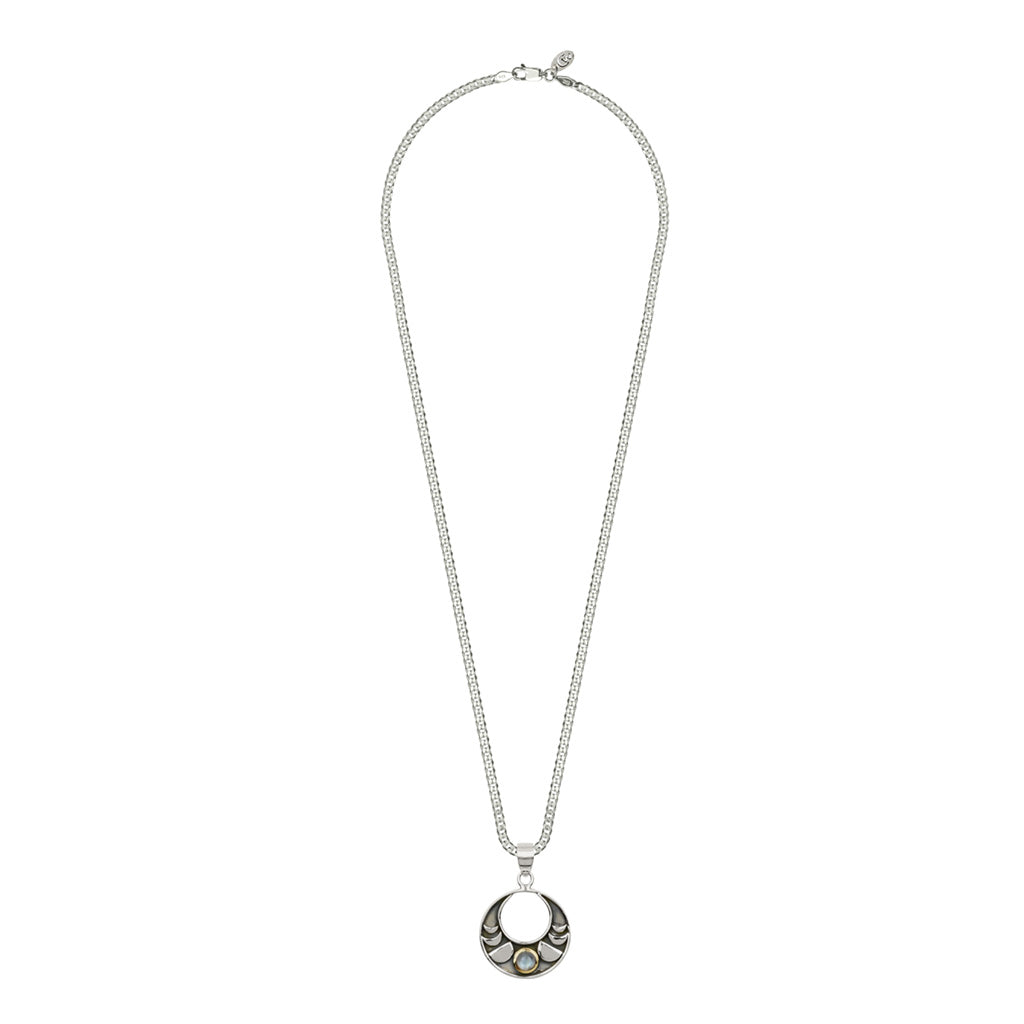Men's Moon Phase Necklace on Cuban Chain