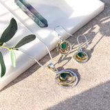 GREEN ONYX INFINITY NECKLACE AND EARRINGS SET