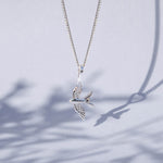 Silver Swallow In Flight Necklace
