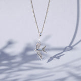 Silver Swallow In Flight Necklace