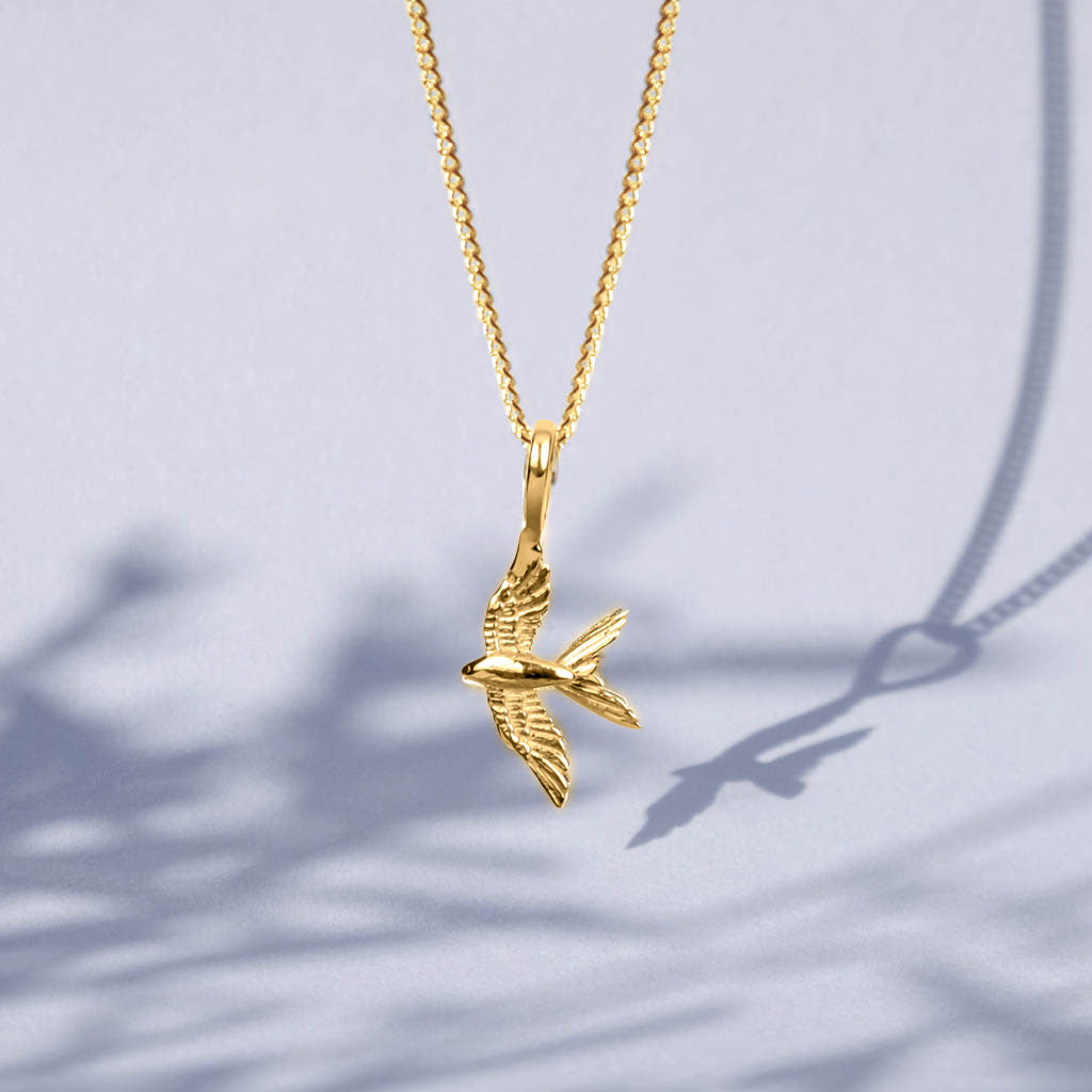 GOLD SWALLOW PENDANT NECKLACE