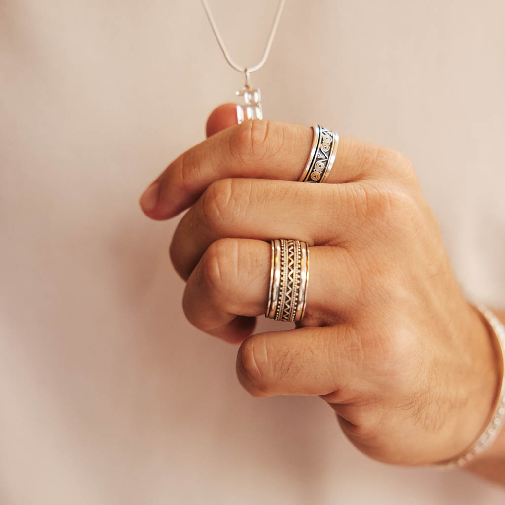 Men's Silver Spinner Rings