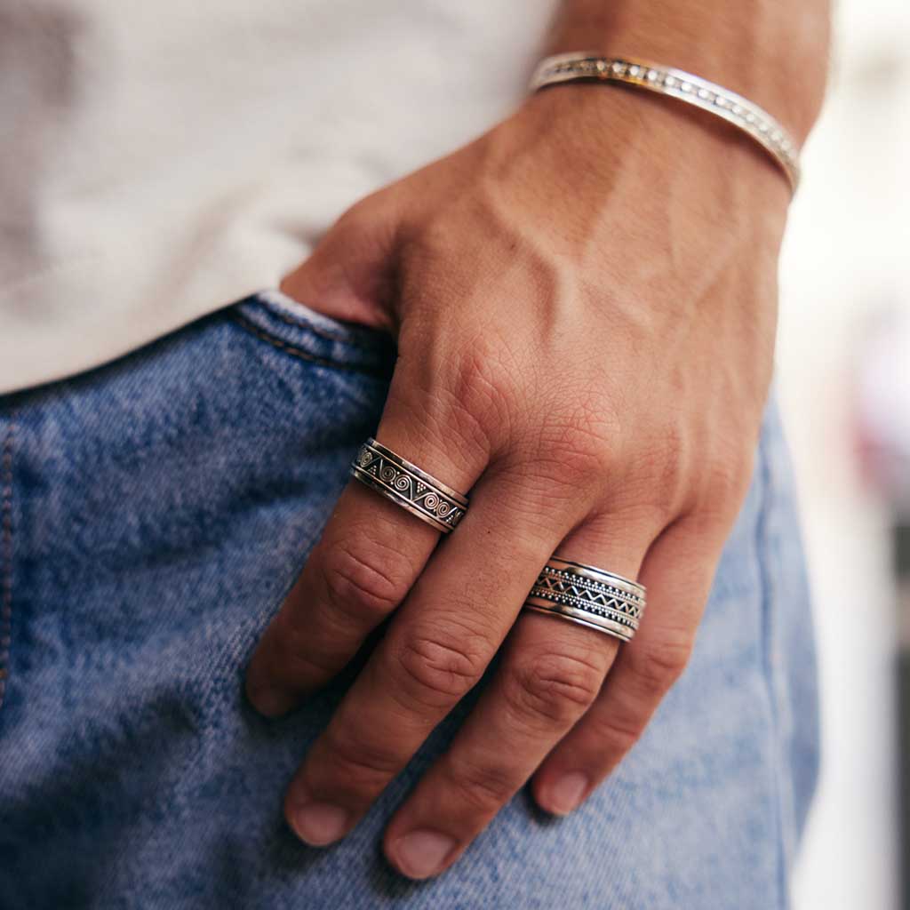 Silver sales aztec ring