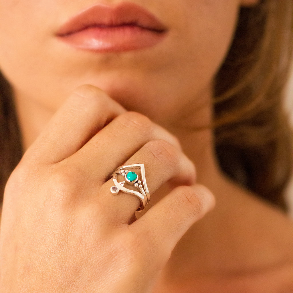 Holi Jewel Stacking Ring - Turquoise