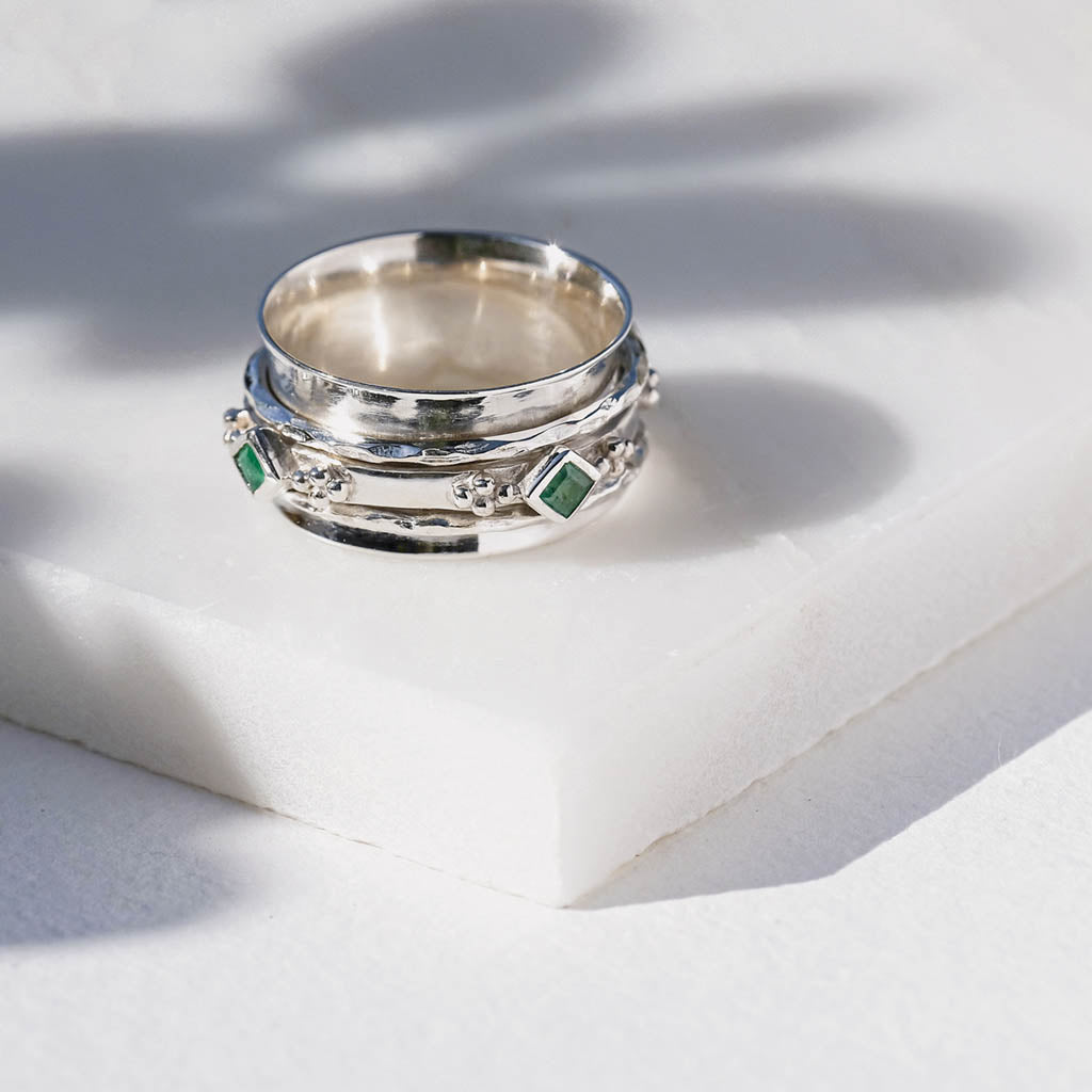 Divinity Princess Emerald Spinner Ring