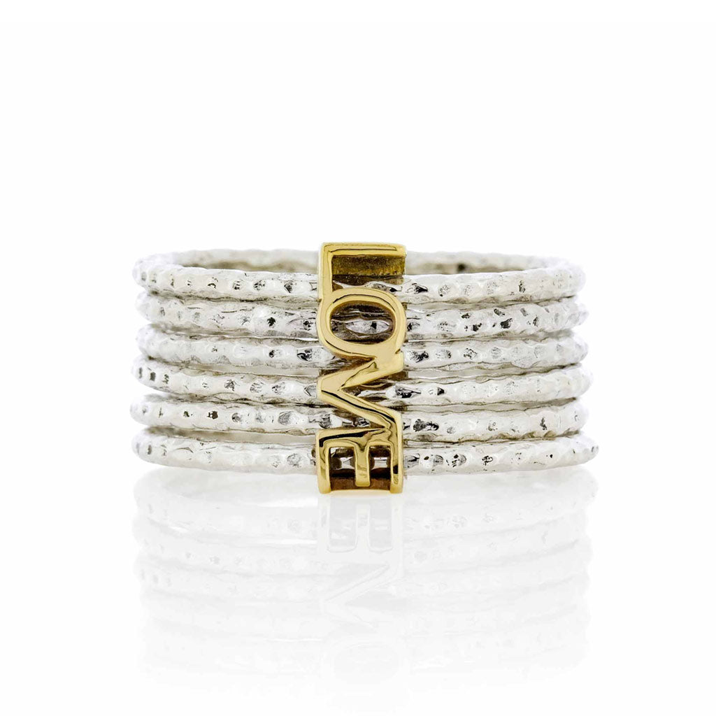 LOVE IN A SPIN SILVER STACKING RING