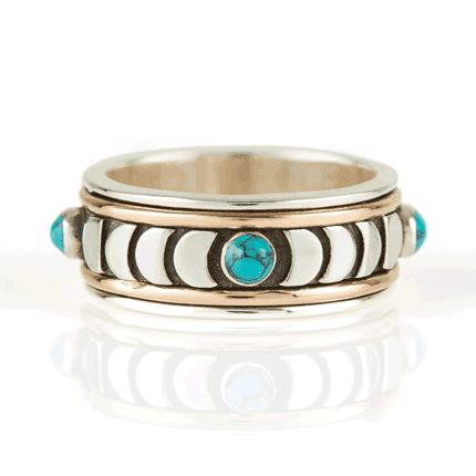 MOON PHASE TURQUOISE SPINNING RING