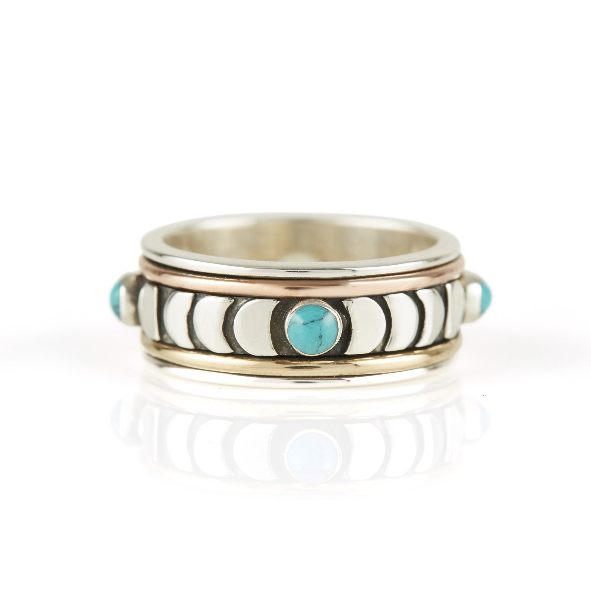 TURQUOISE MOON PHASE SPINNING RING