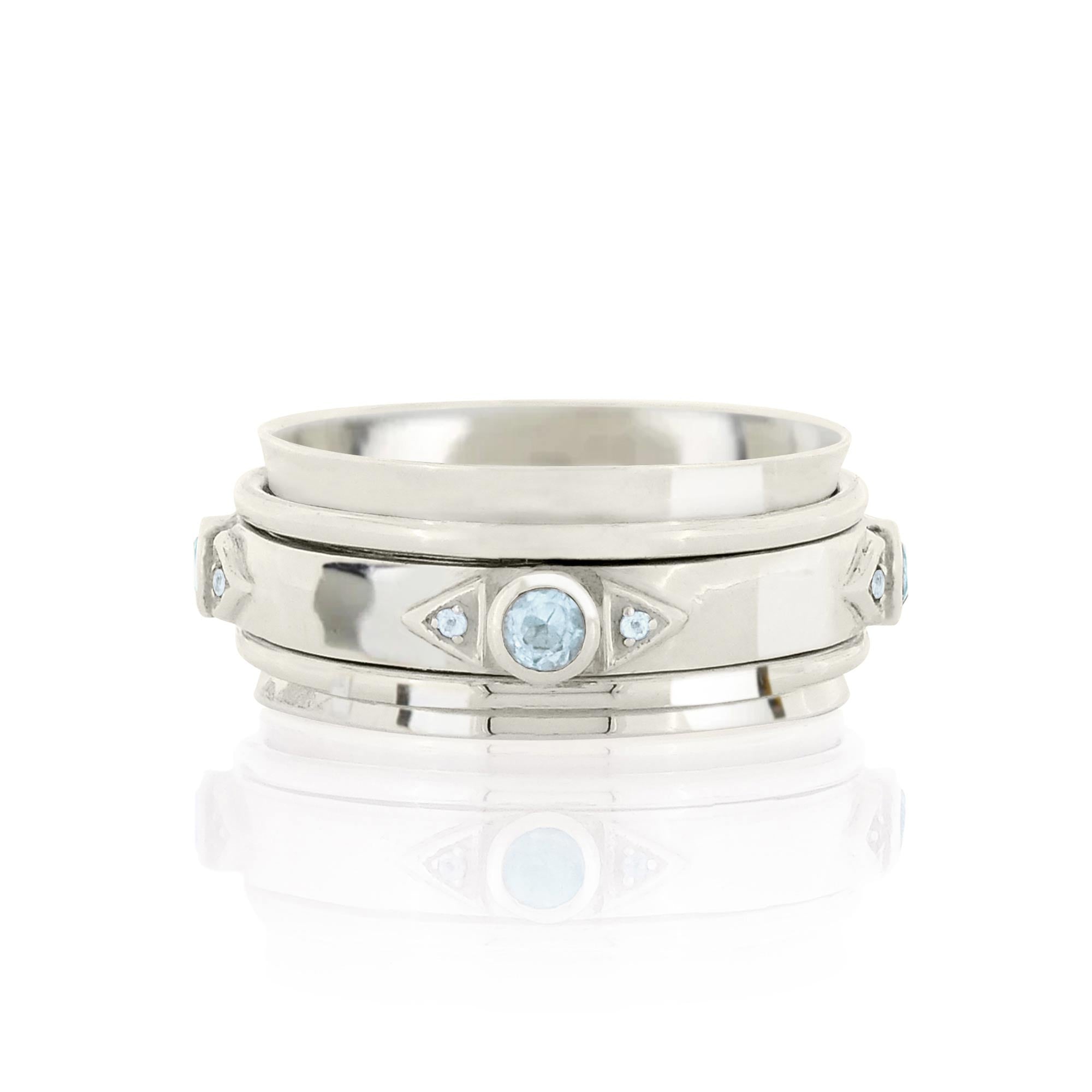 Blue Topaz Silver Spinning Ring