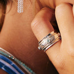 Trikona Peace Swiss Blue Topaz Spinning Ring