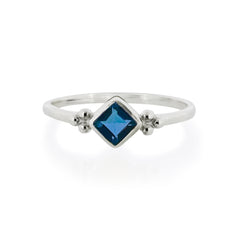 London Blue Topaz silver ring, Stacking Ring