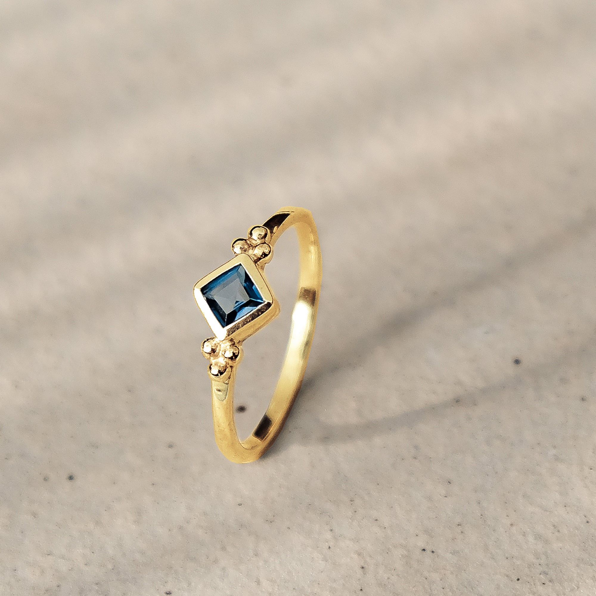 Gold Vermeil Ring, London Blue Topaz Stacking Ring