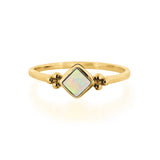 October Birthstone Ring, Gold Vermeil Stacking Ring, Opal Ring