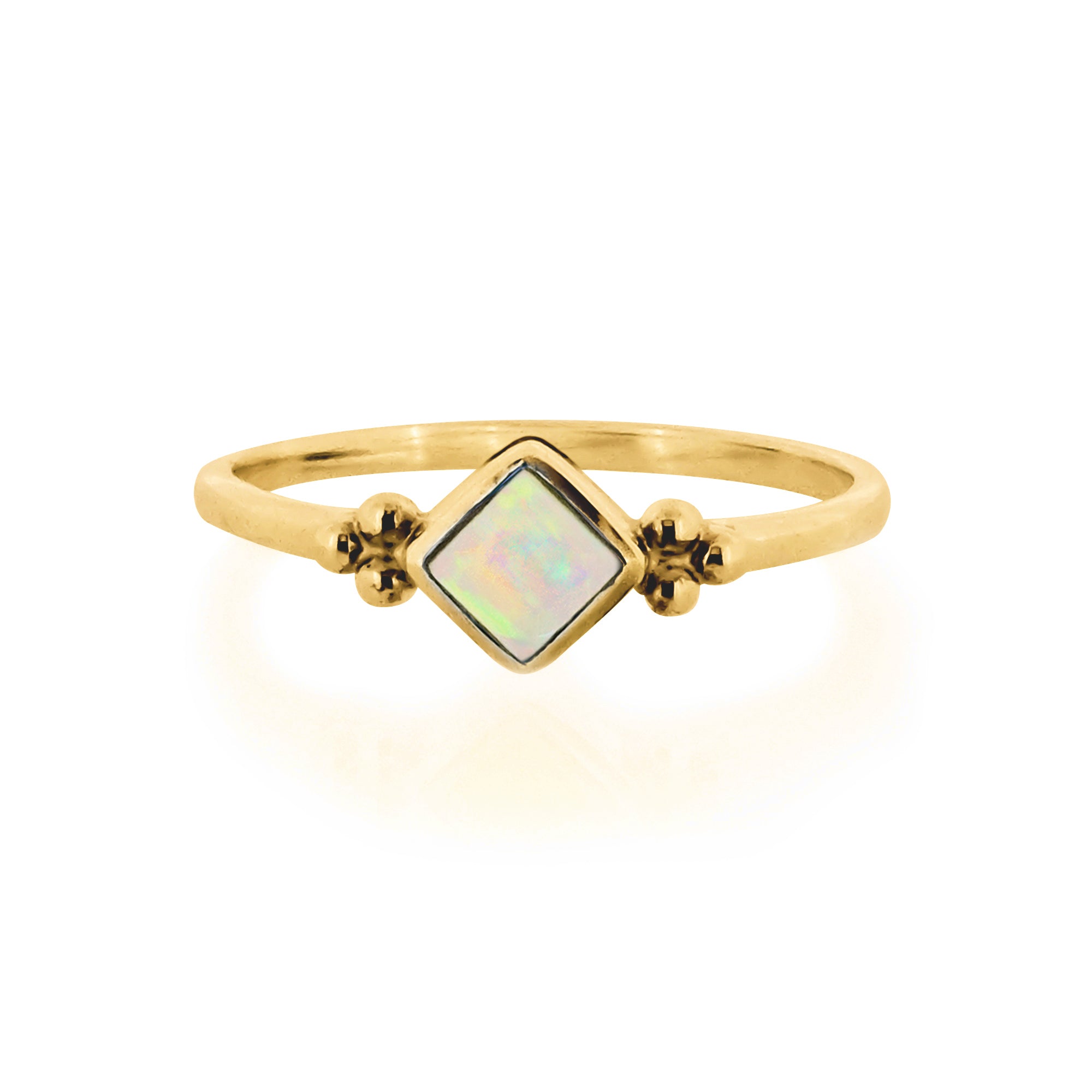 October Birthstone Ring, Gold Vermeil Stacking Ring, Opal Ring
