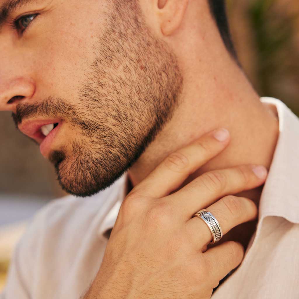 Mayan Warrior Men's Spinning Ring