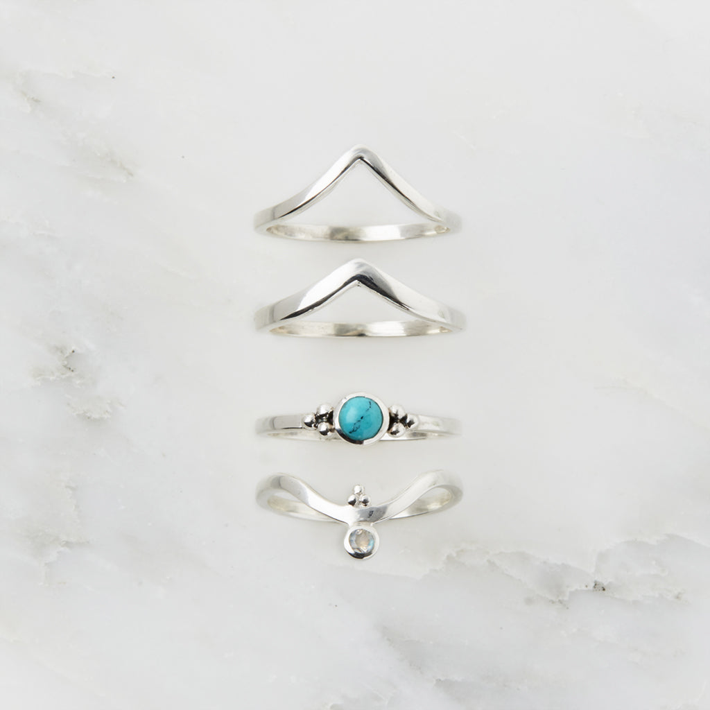 Holi Jewel Stacking Ring - Turquoise