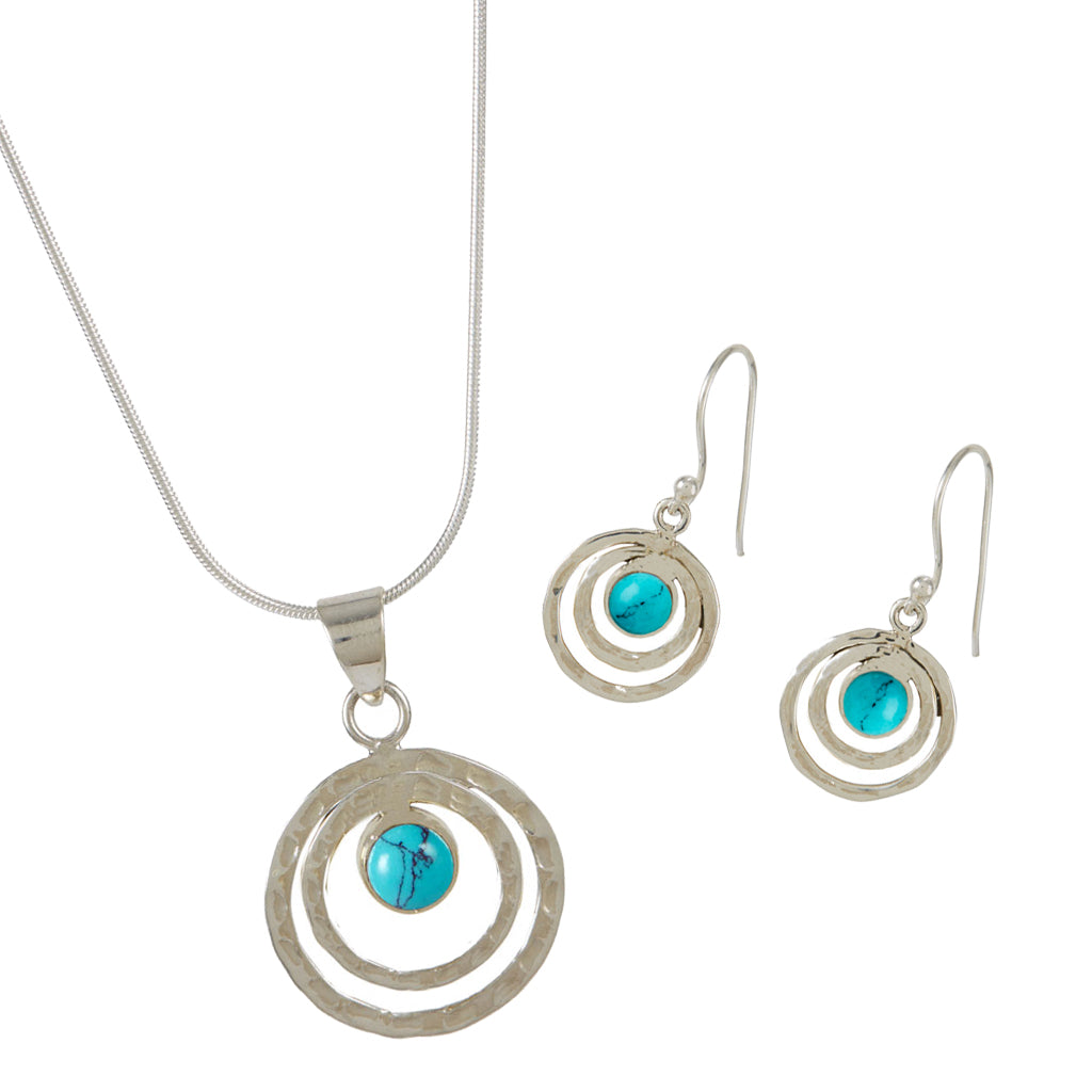 Infinity Universe Necklace and earrings - Turquoise
